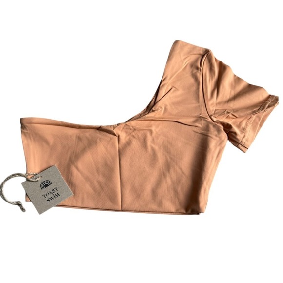 Toast Swim X Free People Signature One Shoulder Crop Bikini Top Sandstone XS - Picture 3 of 5